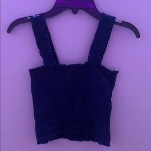 navy ruffled tank top